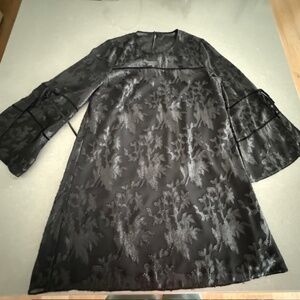 Laundry by Shelli Segal Black Sheer Lined Shimmery After 5 Party Dress Sz 14 EUC